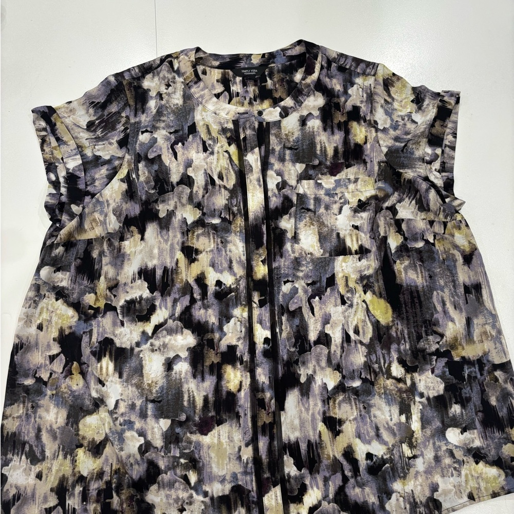 Simply Vera Vera Wang Multicolor Abstract Blouse XL Mint condition - Picture 5 of 12